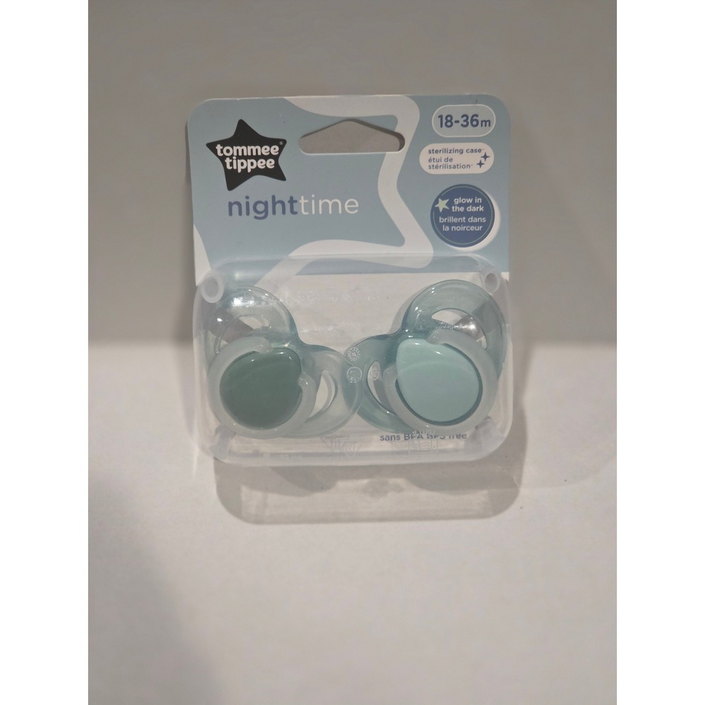Tommee Tippee Nighttime Pacifiers 2 Pack Glow in the Dark 18-36m Blue Teal